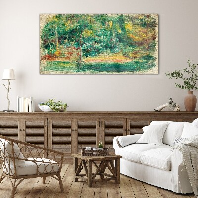 Glasbild Grüne Landschaft im Sommerlicht