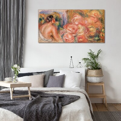 Glasbild Blumen und eine Frau
