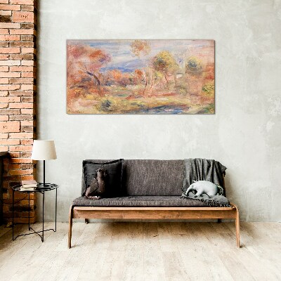 Glasbild Landschaft in Pastelltönen