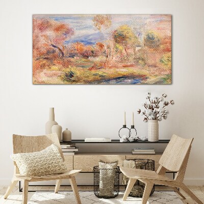 Glasbild Landschaft in Pastelltönen