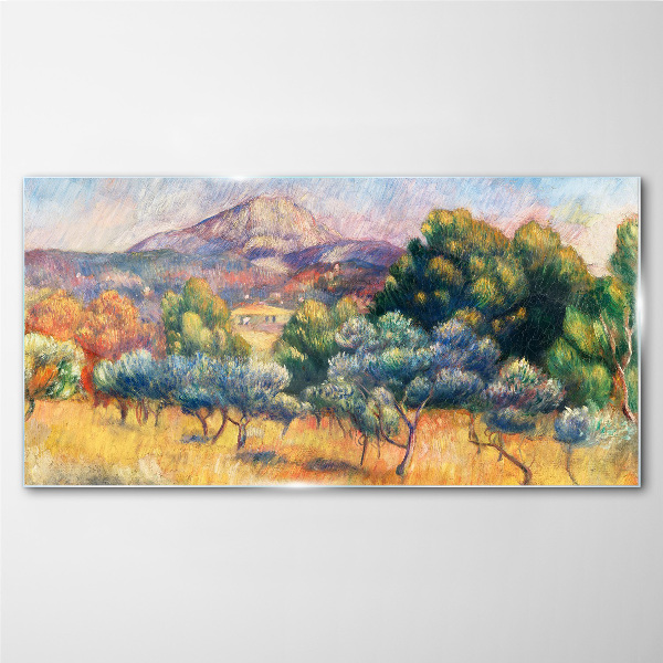 Glasbild Farbenfrohe Berglandschaft