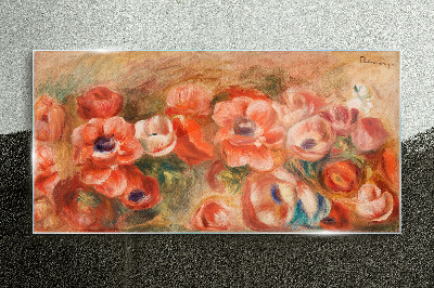Glasbild Blumenlandschaft in Rosatönen