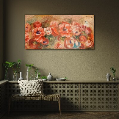 Glasbild Blumenlandschaft in Rosatönen
