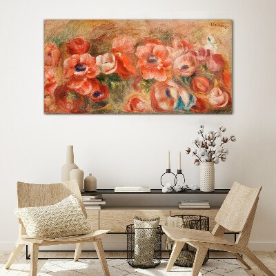 Glasbild Blumenlandschaft in Rosatönen