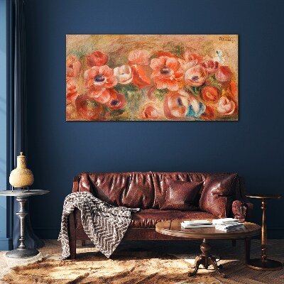 Glasbild Blumenlandschaft in Rosatönen