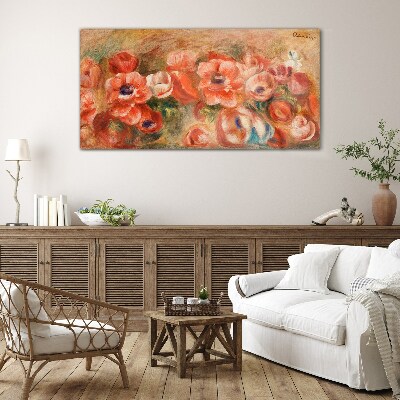 Glasbild Blumenlandschaft in Rosatönen