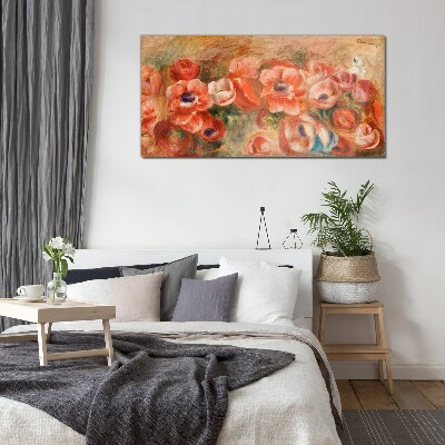 Glasbild Blumenlandschaft in Rosatönen
