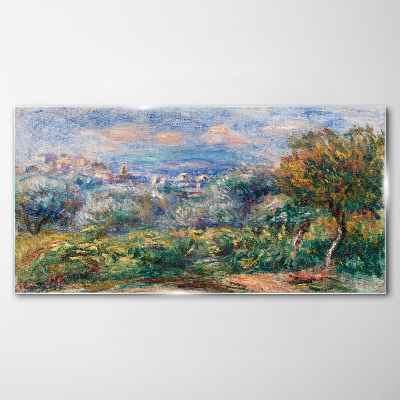 Glasbild Landschaft mit Oliven