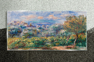 Glasbild Landschaft mit Oliven