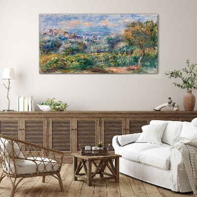 Glasbild Landschaft mit Oliven