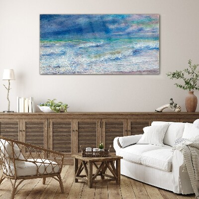 Bild auf glas Ruhiges Meer in Blau