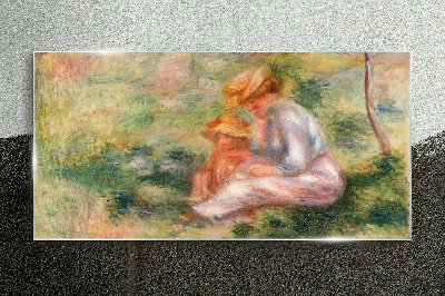 Glasbild Mutter und Tochter in der Sommersonne