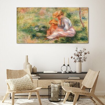 Glasbild Mutter und Tochter in der Sommersonne
