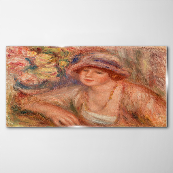 Glasbild Frau mit Hut