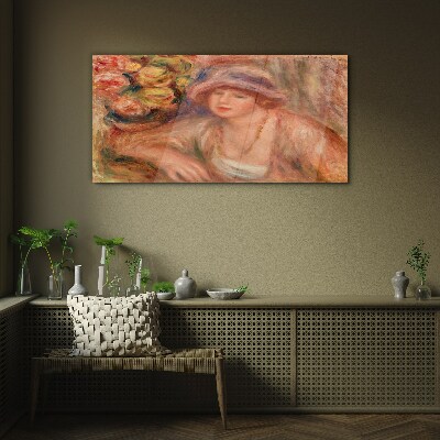 Glasbild Frau mit Hut