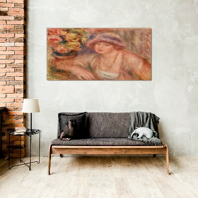 Glasbild Frau mit Hut