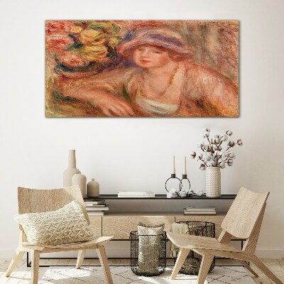 Glasbild Frau mit Hut