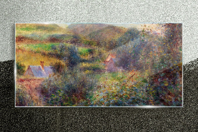 Glasbild Ländliche Landschaft in Pastellfarben