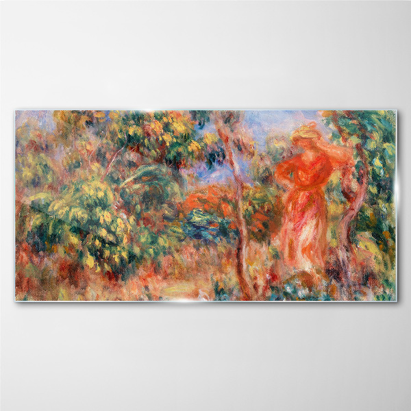 Glasbild Frau im Garten