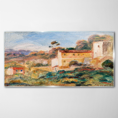 Glasbild Landschaft mit ländlichen Gebäuden