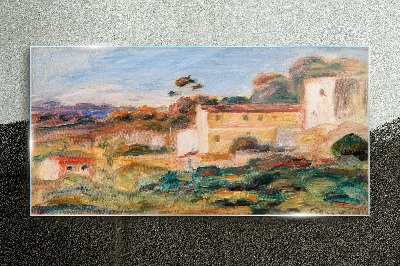 Glasbild Landschaft mit ländlichen Gebäuden