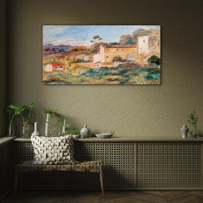 Glasbild Landschaft mit ländlichen Gebäuden