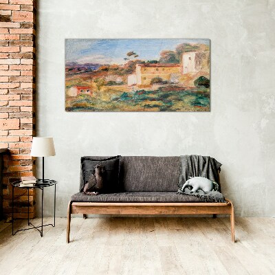 Glasbild Landschaft mit ländlichen Gebäuden