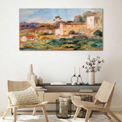 Glasbild Landschaft mit ländlichen Gebäuden