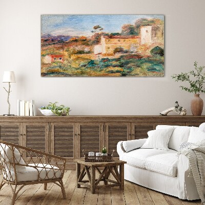 Glasbild Landschaft mit ländlichen Gebäuden