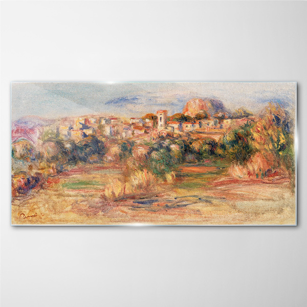 Glasbild Landschaft mit bunten Hügeln
