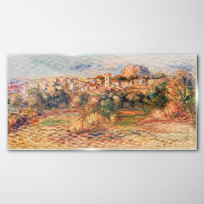 Glasbild Landschaft mit bunten Hügeln