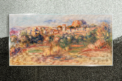 Glasbild Landschaft mit bunten Hügeln
