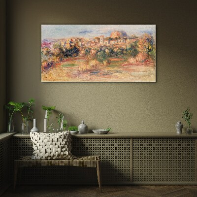 Glasbild Landschaft mit bunten Hügeln