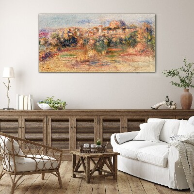 Glasbild Landschaft mit bunten Hügeln