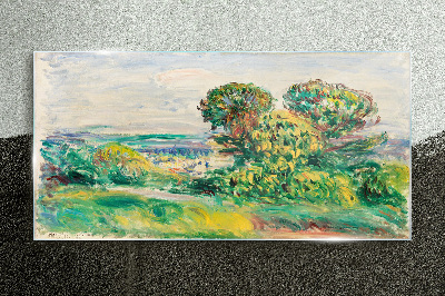 Glas bild Grüne Landschaft mit Bäumen