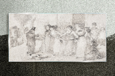 Glasbild Eine Szene aus dem Stadtleben