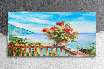 Foto auf glas Blumen am Meer