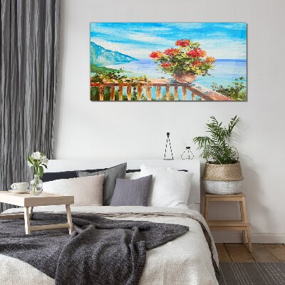 Foto auf glas Blumen am Meer