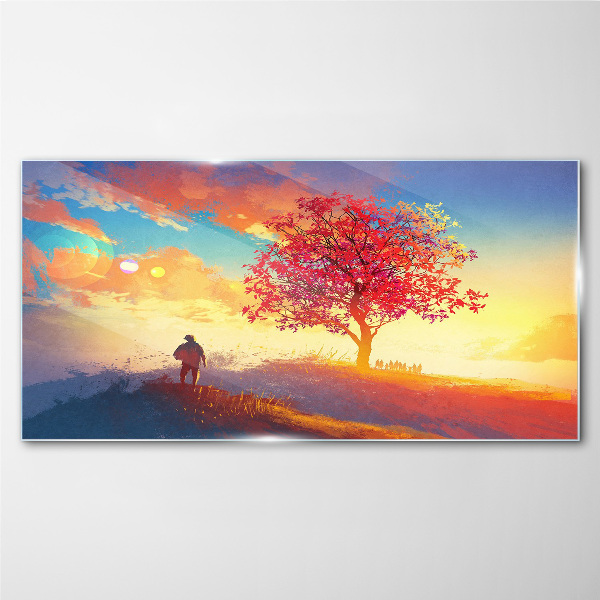Glasbild Ein Spaziergang in einer farbenfrohen Landschaft