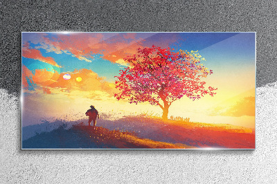 Glasbild Ein Spaziergang in einer farbenfrohen Landschaft