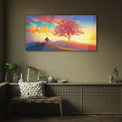 Glasbild Ein Spaziergang in einer farbenfrohen Landschaft