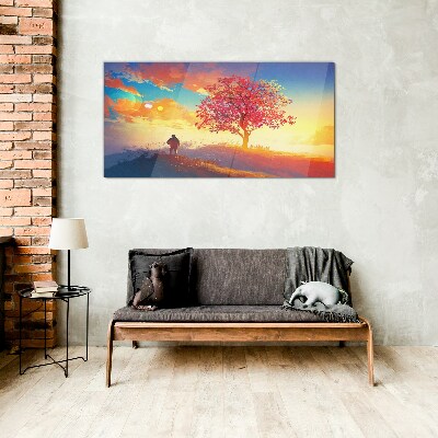 Glasbild Ein Spaziergang in einer farbenfrohen Landschaft