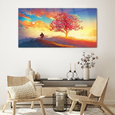 Glasbild Ein Spaziergang in einer farbenfrohen Landschaft