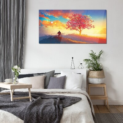 Glasbild Ein Spaziergang in einer farbenfrohen Landschaft