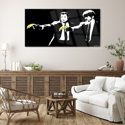 Bild auf glas Pop-Art-Bananen