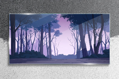 Glasbild Zauberwald in der Abenddämmerung