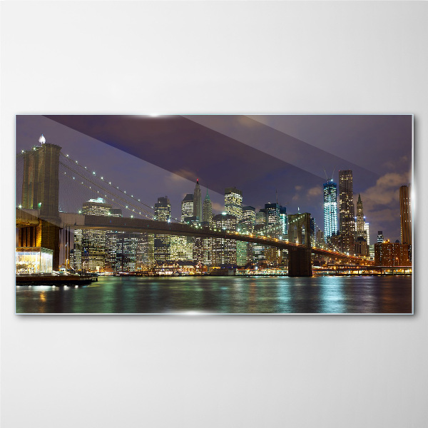 Bild aus glas Brooklyn Bridge bei Nacht