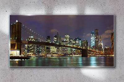 Bild aus glas Brooklyn Bridge bei Nacht