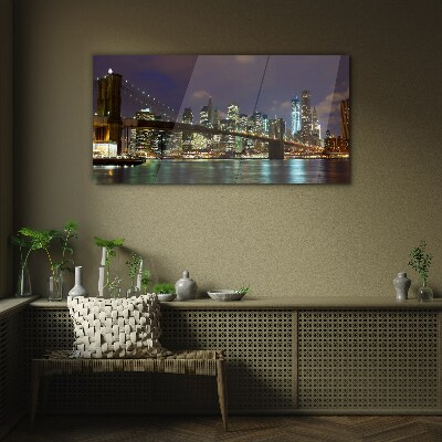 Bild aus glas Brooklyn Bridge bei Nacht