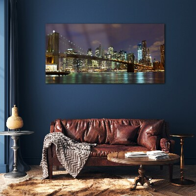 Bild aus glas Brooklyn Bridge bei Nacht